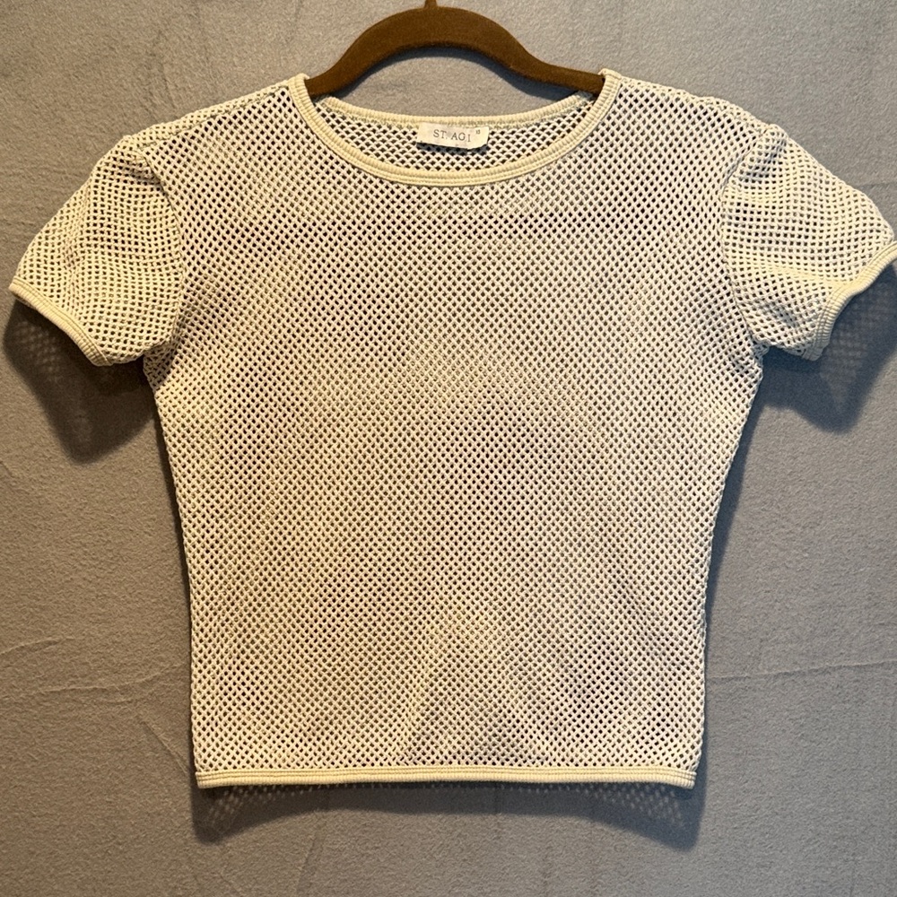 St. Agni Cream Short Sleeve Mesh Tee